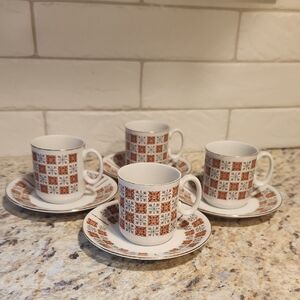 Vintage Chinese Tangshan Pocelain Demitasse Tea/Cappachino Cups And Saucers 4